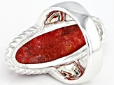Red Sponge Coral Silver Ring
