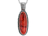 Red Sponge Coral Silver Pendant With Chain