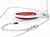 Red Sponge Coral Silver Pendant With Chain