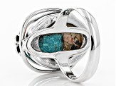 Kingman Turquoise/Spiny Oyster Shell Rhodium Over Silver Ring