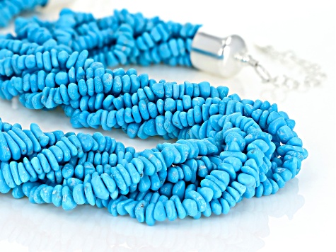 Blue Sleeping Beauty Turquoise 8-Strand Sterling Silver Necklace