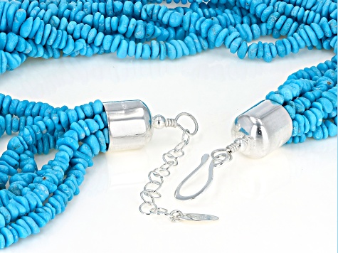 Blue Sleeping Beauty Turquoise 8-Strand Sterling Silver Necklace