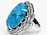 Kingman Turquoise Rhodium Over Sterling Silver Ring