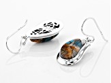 Turquoise And Spiny Oyster Shell Blend Rhodium Over Silver Earrings
