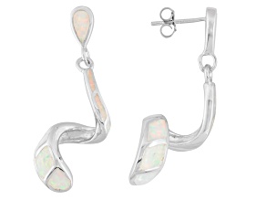 Multi color opal simulant inlay sterling silver earrings 5.00ctw
