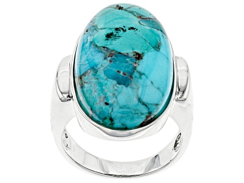 Turquoise Rhodium Over Sterling Silver Solitaire Ring - SWE2328 | JTV.com