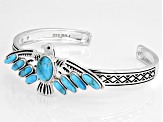 Turquoise Rhodium Over Sterling Silver Thunderbird Bracelet