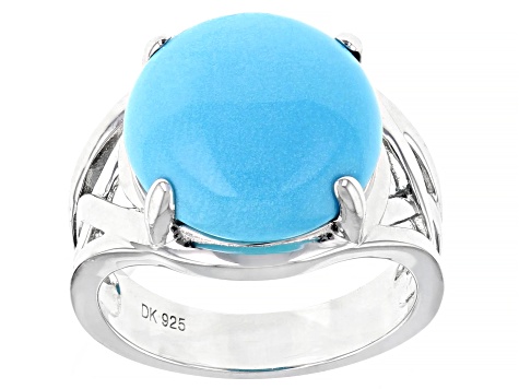 Blue Sleeping Beauty Turquoise Rhodium Over Silver Solitaire Ring