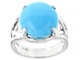 Blue Sleeping Beauty Turquoise Rhodium Over Silver Solitaire Ring