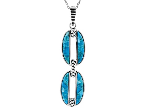 Turquoise Rhodium Over Silver Enhancer With 18" Chain