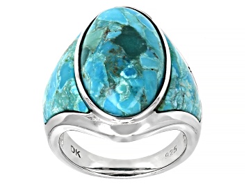 Picture of Turquoise Rhodium Over Silver Ring