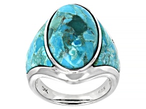 Turquoise Rhodium Over Silver Ring 21x12mm