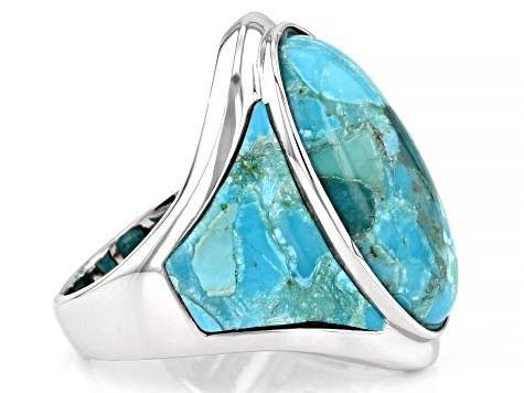 Turquoise Rhodium Over Silver Ring