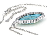 Turquoise Rhodium Over Silver Pendant With 18" Chain