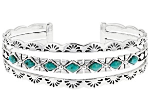 Turquoise Rhodium Over Silver Cuff Bracelet