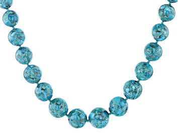 Picture of Turquoise Bead Rhodium Over Silver Graduated Necklace