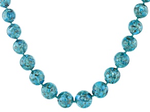 Turquoise Bead Rhodium Over Silver Graduated Necklace 6-18mm