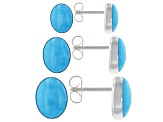 Blue Sleeping Beauty Turquoise Silver Stud Earrings Set Of Three