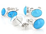 Blue Sleeping Beauty Turquoise Silver Stud Earrings Set Of Three