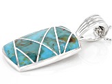 Inlaid Turquoise Rhodium Over Sterling Silver Enhancer With 18" Chain