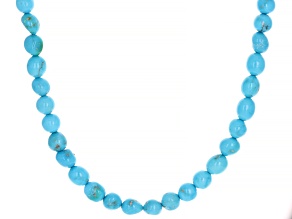 Blue Sleeping Beauty Turquoise Nugget Sterling Silver Strand Necklace