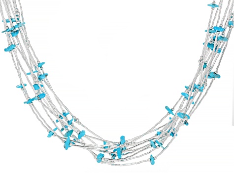 Blue Sleeping Beauty Turquoise Liquid Silver Multi-Strand Necklace