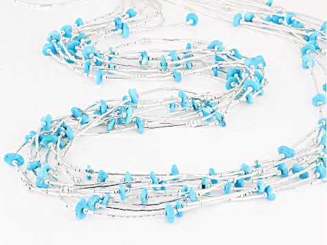 セカオワ　TurquoiseNecklace(Silver) Blue Sleeping Beauty Turquoise Liquid Silver Multi-Strand Necklace