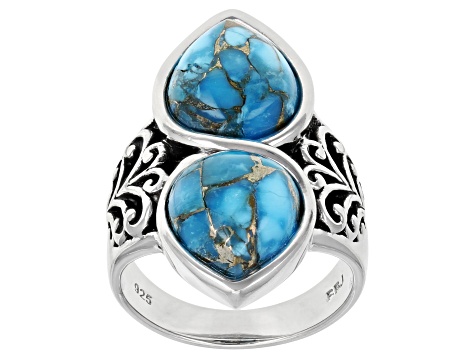 Turquoise Rhodium Over Sterling Silver Ring