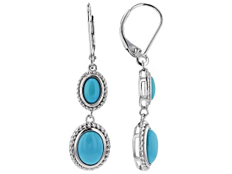 Blue Sleeping Beauty Turquoise Rhodium Over Sterling Silver Earrings