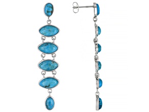 Blue Turquoise Rhodium Over Silver Dangle Earrings