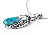 Blue Turquoise Rhodium Over Silver Horse Enhancer With Chain