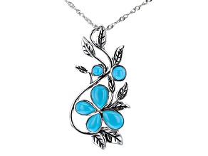 Sleeping Beauty Turquoise Rhodium Over Silver Pendant With Chain