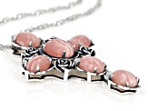 Pink Rhodochrosite Sterling Silver Cross Pendant With Chain