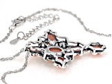 Pink Rhodochrosite Rhodium Over Silver Cross Pendant With Chain