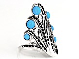 Blue Sleeping Beauty Turquoise Rhodium Over Silver Ring