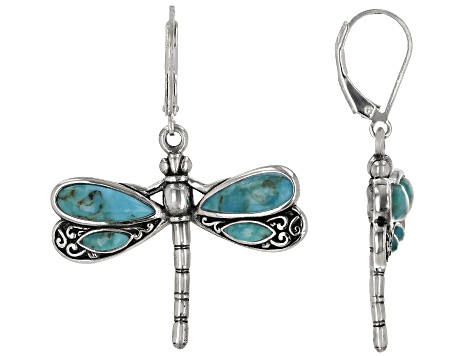 Turquoise Rhodium Over Silver Dragonfly 