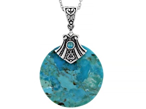 Turquoise Rhodium Over Silver Enhancer With Chain