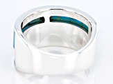 Blue Turquoise Rhodium Over Silver Inlay Ring