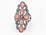 Pink Rhodochrosite Rhodium Over Silver Ring