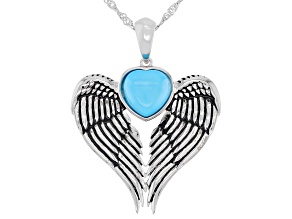 Sleeping Beauty Turquoise Rhodium Over Silver Pendant w/ Chain