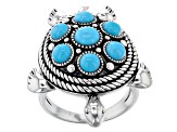 Blue Sleeping Beauty Turquoise Rhodium Over Sterling Silver Ring