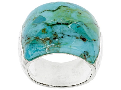 Turquoise Rhodium Over Silver Ring