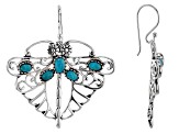 Blue Turquoise Rhodium Over Silver Dragonfly Earrings