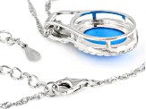 Blue Sleeping Beauty Turquoise Rhodium Over Silver Pendant With 18" Chain