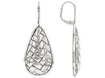 Picture of Rhodium Over Sterling Silver Basket Weave Dangle Earrings
