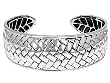 Picture of Rhodium Over Sterling Silver Basket Weave Cuff Bracelet