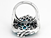 Blue Turquoise Rhodium Over Silver Ring 30x22mm