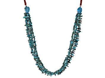 Picture of Blue Turquoise Chips Rhodium Over Silver Multi Strand Necklace