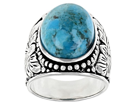 Blue Turquoise Rhodium Over Sterling Silver Ring - SWE2696 | JTV.com