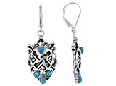 Blue Turquoise Rhodium Over Sterling Silver Turtle Earrings